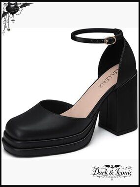 Chunky High Heels: Ankle Strap Platform Pumps, Wedding Shoes, Comfortable